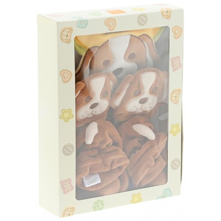 Confezione babbucce, moffole e bavaglino Cagnolino in Boutique