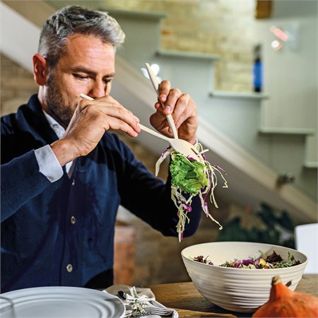 Coppia Posate Da Insalata Tierra Bianco Latte in Tavola