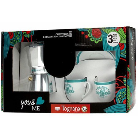 Set Moka Tazze 2 Con 2 Tazzine E Piattini Azzurro in Cucina