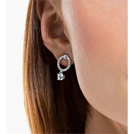 Orecchini Attract Circle Bianco Placcato Rodio in Boutique