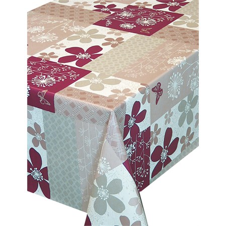 Tovaglia Plastificata Telata Goffrata Fiori Bordeaux in Tavola