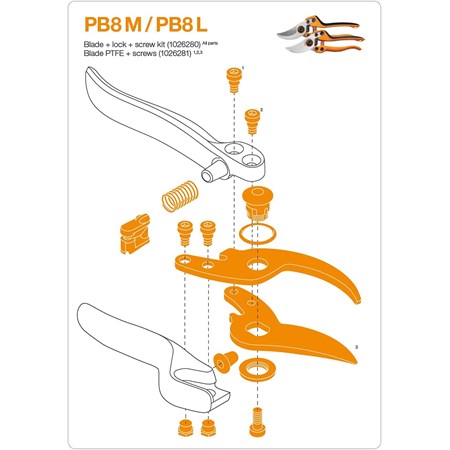 Ricambio Lama Serratura Kit Viti PB 8 M L in Ricambi