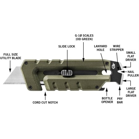 Cutter Multiuso Tascabile Gerber Prybrid Utility Solide State in Casa