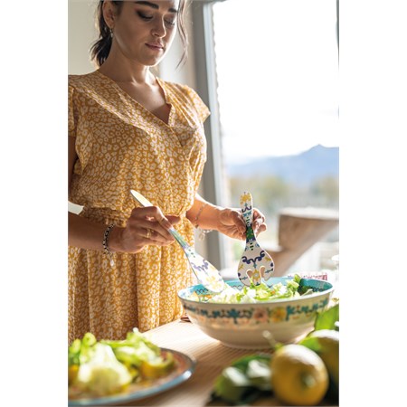 Coppia Di Posate Insalata Flower E Lemon in Tavola