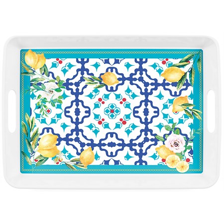 Vassoio Rettangolare Con Manici Flower E Lemon in Tavola