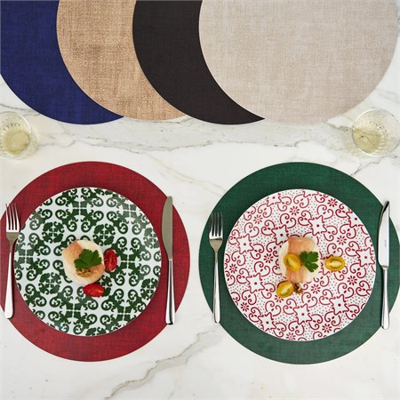 Tovaglietta Tonda Double Face Fabric Smeraldo in Tavola