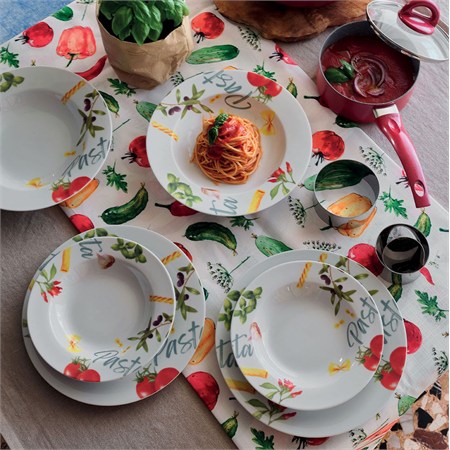Set 6 Posti Tavola New Pasta In Omaggio La Tovaglia Antimacchia Cm 140 x 180 in Tavola