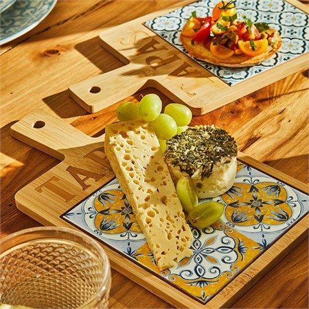 Set 2 Taglieri Tapas in Bambù e Ceramica 28x17 cm Tognana Soleil in Cucina
