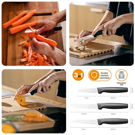 Set Coltelli Cucina 3 Pezzi Acciaio Inox Giapponese in Cucina