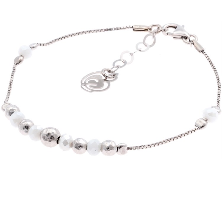 Bracciale Bimba in Argento 925 Perline Bianco