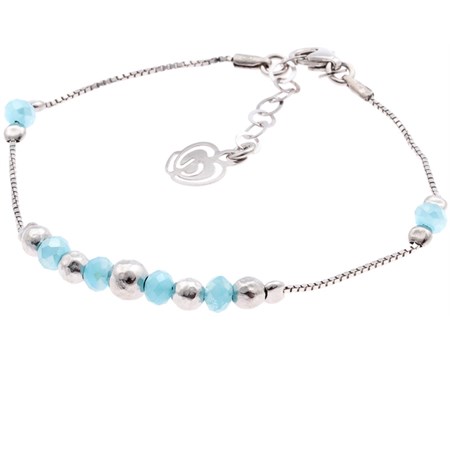bracciale bimba in argento 925 perline celeste