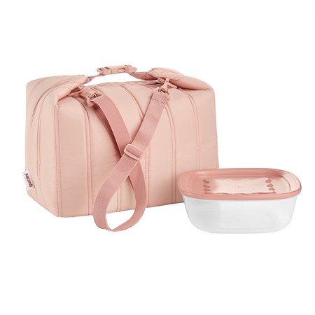 borsa termica grande handy bio rosa fiori di pesco con contenitore