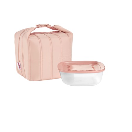 borsa termica handy bio rosa fiori di pesco con contenitore