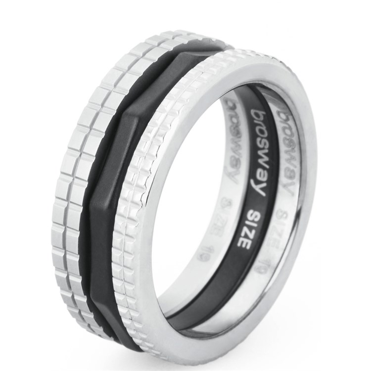 Set 3 Anelli Uomo Wrench Sfaccettato