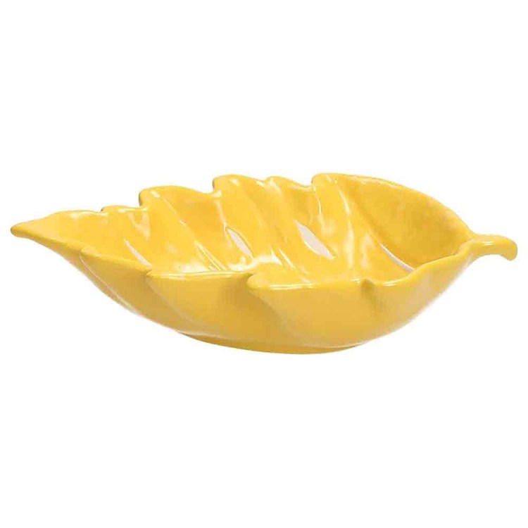 Ciotola in Stoneware Gialla Foglie 16 cm Tognana
