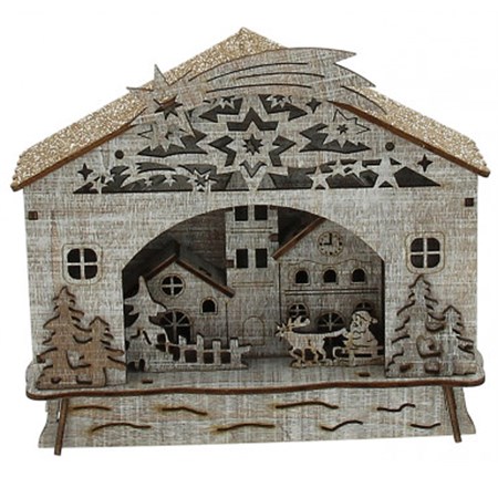 paesaggio natalizio in legno