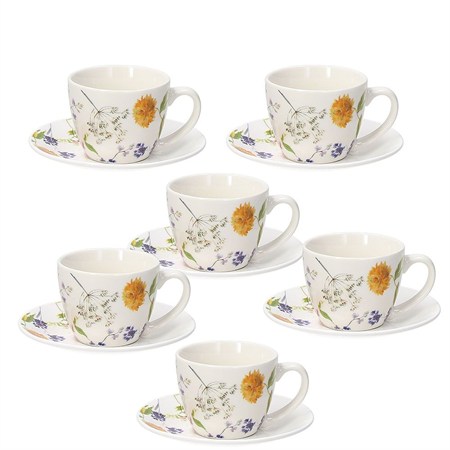 set 6 tazzine caffe con piattino tognana audrey iris 80 cc