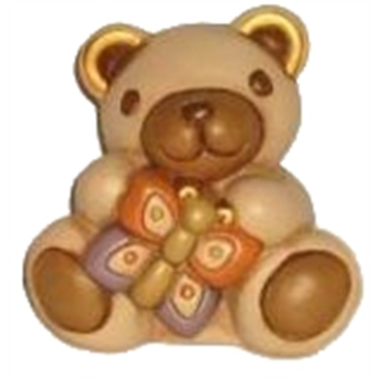 Teddy Primavera Con Farfalla In Ceramica Maxi – 29,4 Cm, Decorazione Dipinta A Mano