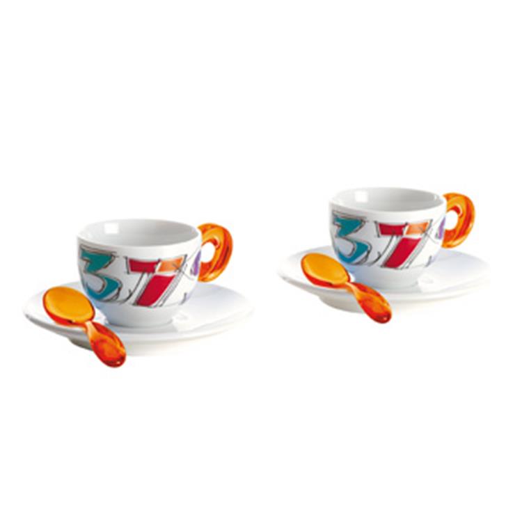 Set 2 Tazzine Caffe Number Arancio