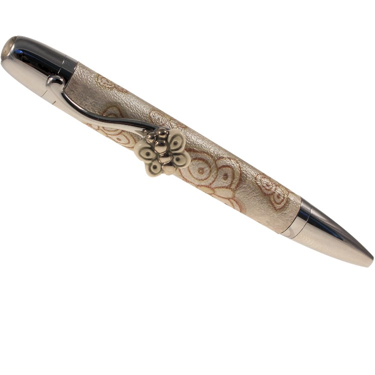 Penna Ecopelle Farfalla Beige