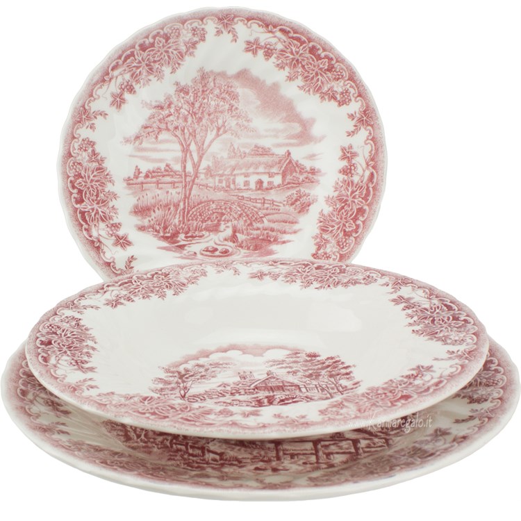 Servizio 18 pezzi originale in ceramica Brook Rosa