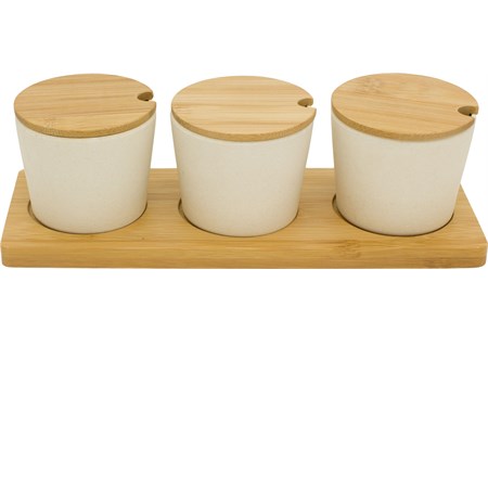 set 3 ciotoline con coperchio in fibra di bambu