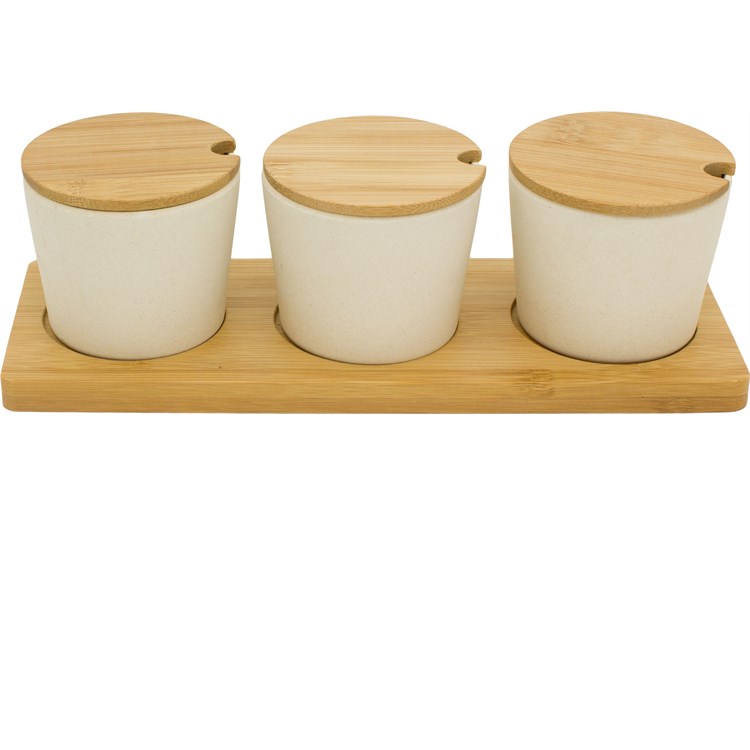 Set 3 ciotoline con coperchio in fibra di bambù