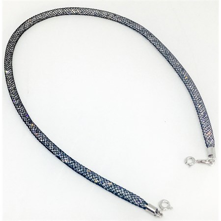 collana porta mascherina nero cristallo bianco