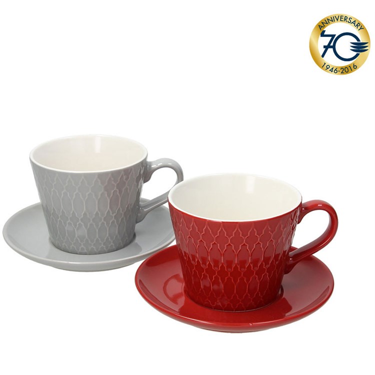 Coppia Di Tazze Da Colazione Reggae Rosso E Grigio