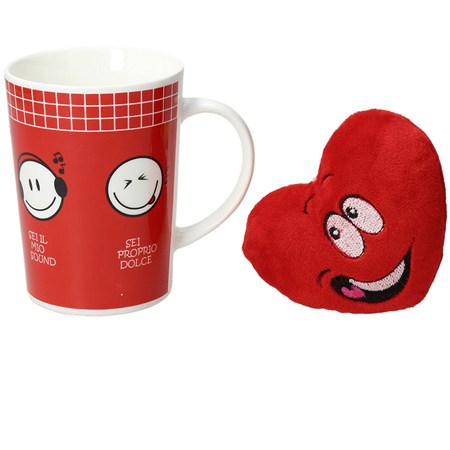 mug con peluche emoticon