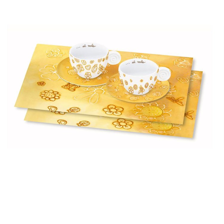Set 2 Tazze Da Cappuccino Con 2 Tovagliette Cremalatte