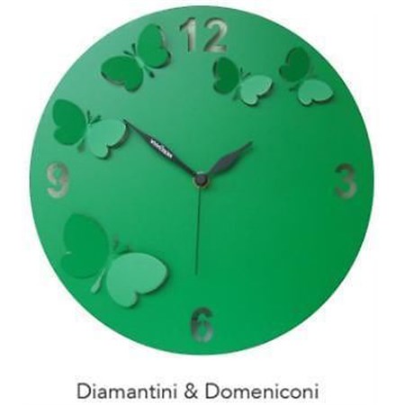 orologio da parete butterfly in rilievo verde diamantini e domeniconi