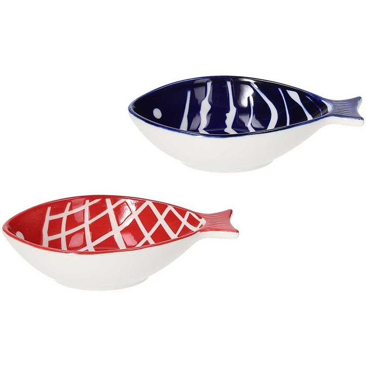 Coppia Di Piattini Pesce in Stoneware Tognana