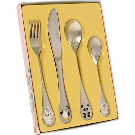 set 4 pezzi bebe posate bimbi arca di noe pintinox