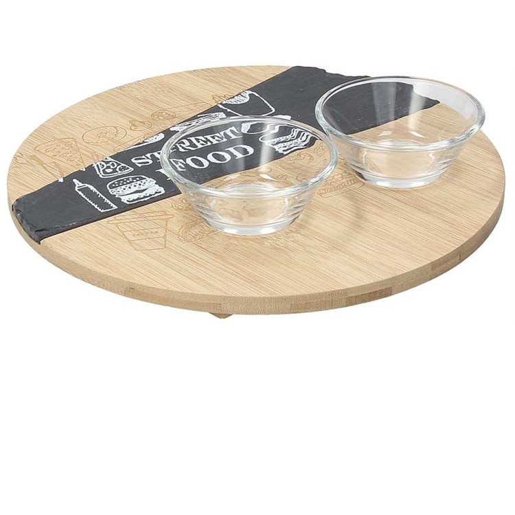 Tagliere Rotondo con 2 Ciotoline