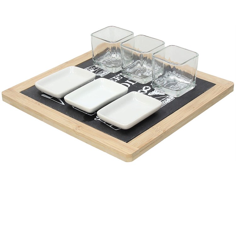 Tagliere Con 3 Coppette e 3 Piattini Street Food