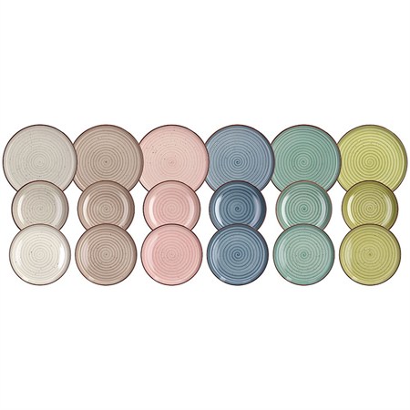 servizio piatti 18 pezzi pastel tognana