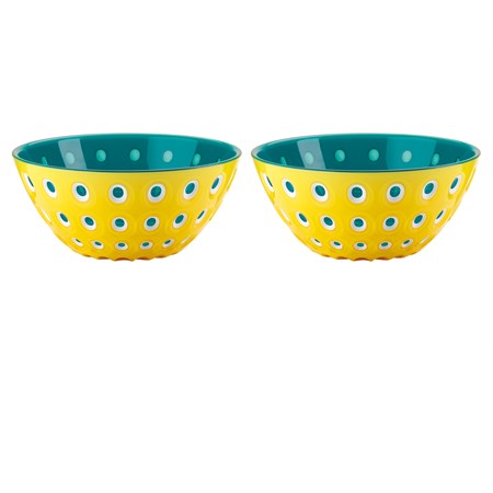 set 2 ciotole le murrine giallo bianco acquamarina cm 12