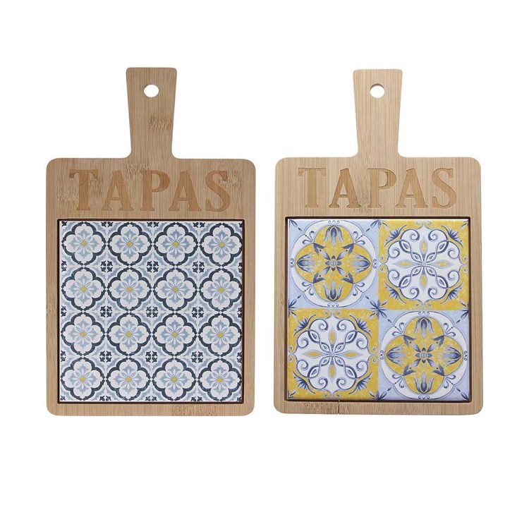 Set 2 Taglieri Tapas in Bambù e Ceramica 28x17 cm Tognana Soleil