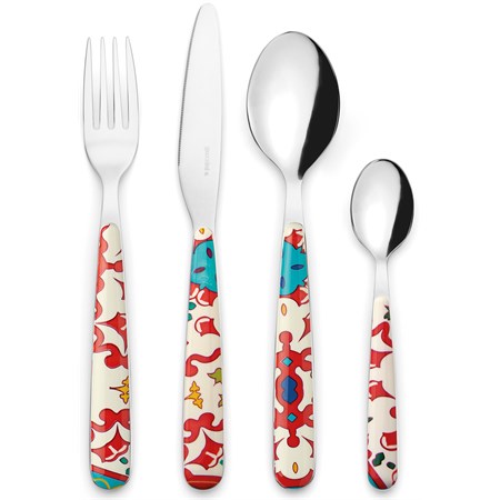set 24 posate flower e lemon rosso