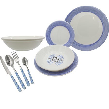 servizio 20 pezzi graffiti maiolica con 24 posate sahara