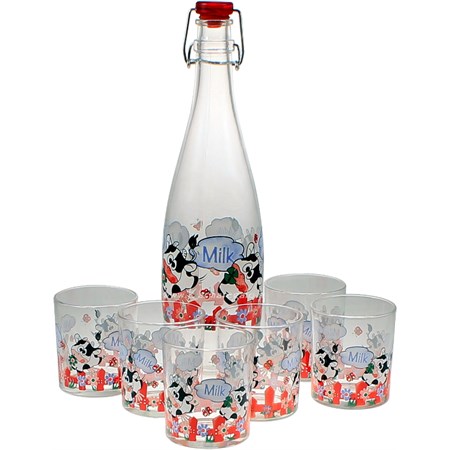 set bottiglia in vetro e 6 bicchieri