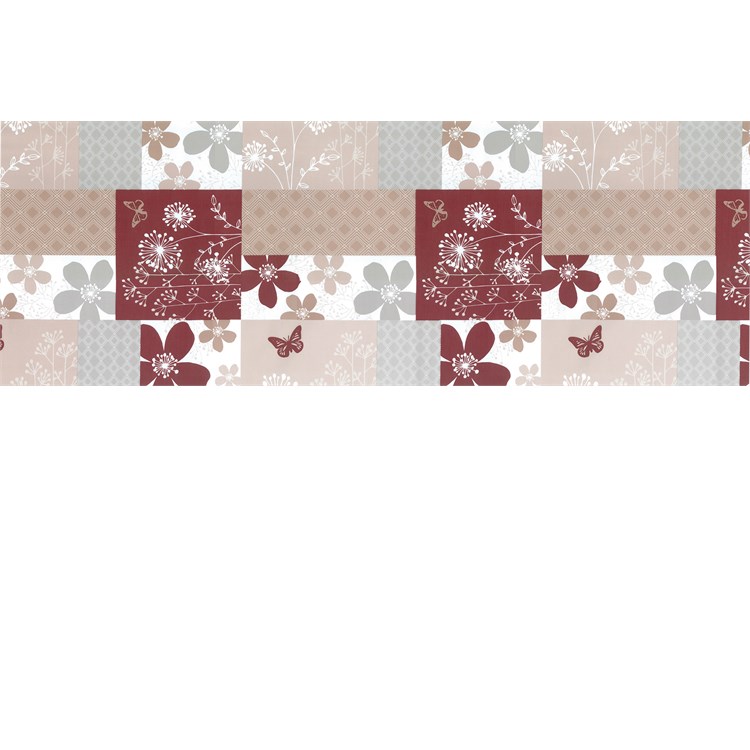 Tovaglia Plastificata Telata Goffrata Fiori Bordeaux