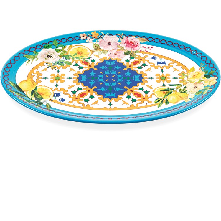 Vassoio Ovale Grande Flower E Lemon