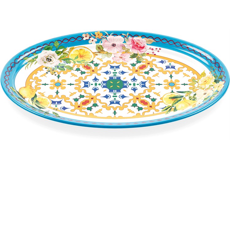 Vassoio Ovale Piccolo Flower E Lemon