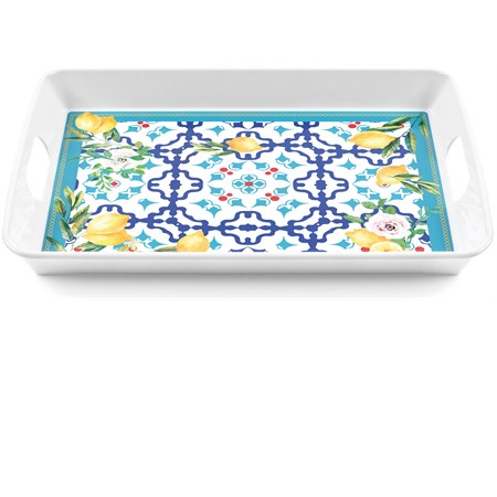 vassoio rettangolare con manici flower e lemon